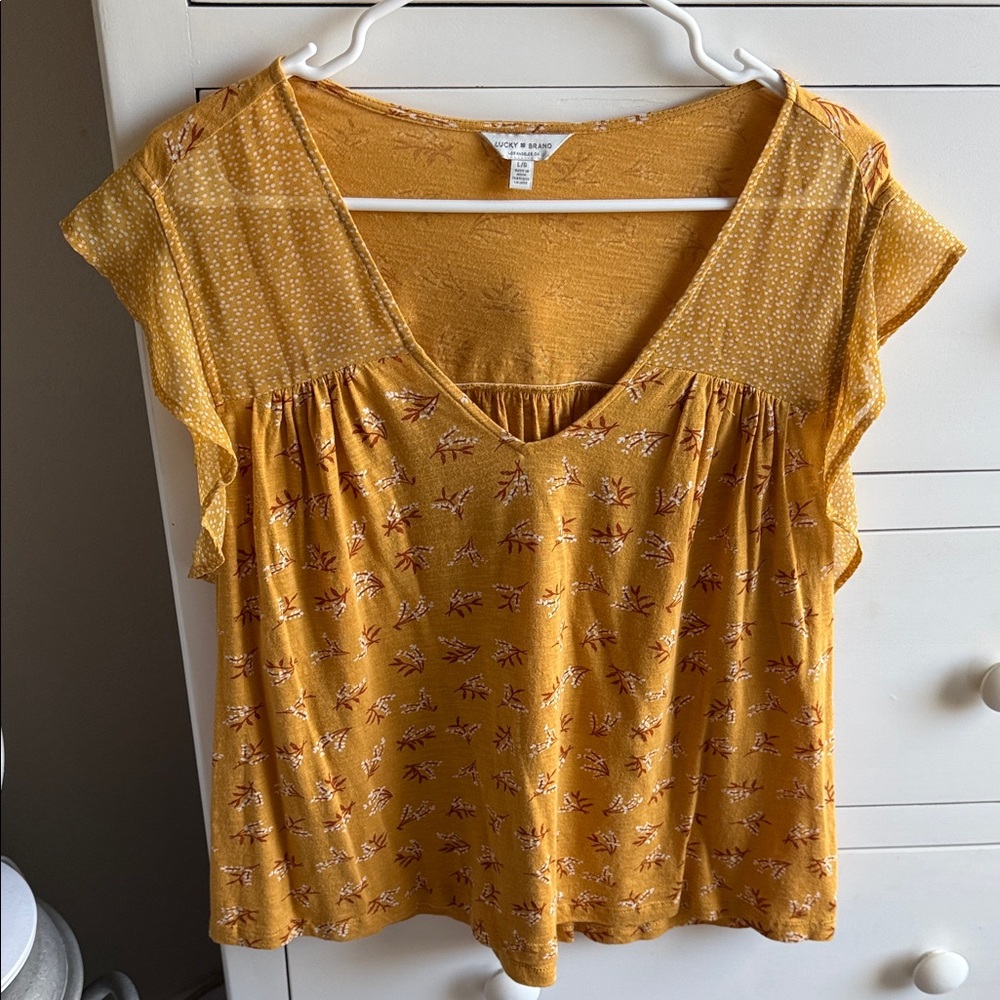 Lucky Brand Mustard Floral Blouse